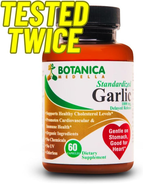 12400 mcg Allicin, TESTED by 3rd Party, Odorless, Organic Ingredients, Delayed Release, 30 to 60 Days Supply