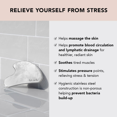 Kitsch Stainless Steel Gua Sha Facial Tools, Lymphatic Drainage Massager for Face, Body Guasha Tool