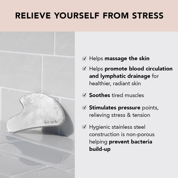 Kitsch Stainless Steel Gua Sha Facial Tools, Lymphatic Drainage Massager for Face, Body Guasha Tool