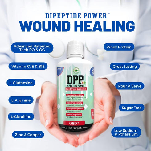 Nutritional Designs DPP Dipeptide, Wound-Healing Liquid Collagen & Whey Protein Supplement, 32 Fl Oz, Sugar-Free