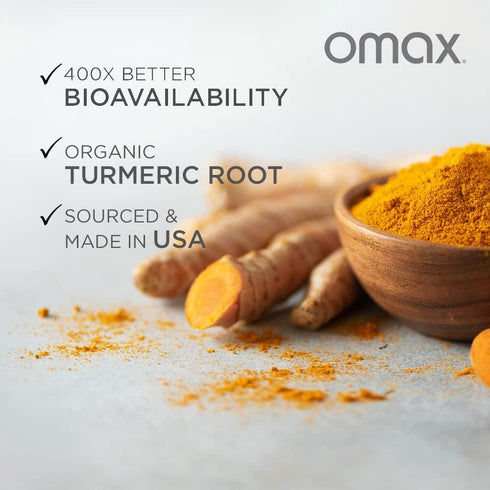 Omax HydroCurc Turmeric Curcumin Softgels, 60 Softgels - Highly Bioavailable for Natural Joint Relief
