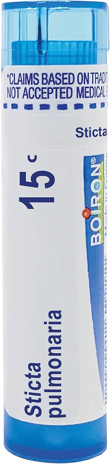 Boiron Sticta Pulmonaria 15C Md 80 Pellets for Nasal Congestion with Sinus Pain from Cold or Allergy