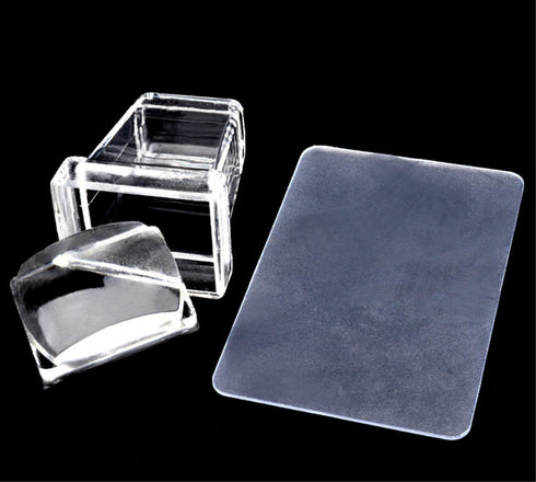 yueton Clear Jelly Soft Silicone Rectangular Nail Art Stamping Stamper with Scraper, DIY Polish Kit