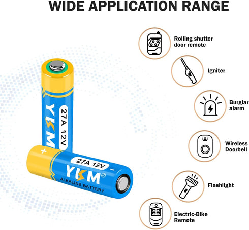 10 Pack A27 12V Alkaline Battery LR27A MN27 for Ceiling Fan Remote, Garage Door Opener