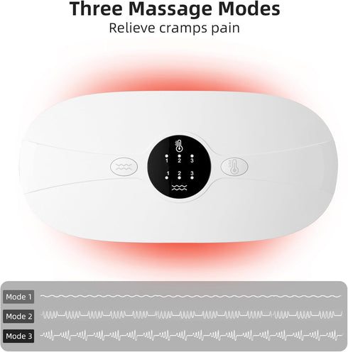Portable Electric Heating Pad, 3-Speed Adjustment Waist Belt for Back Pain Relief, Fast Heating Belly Wrap (White)
