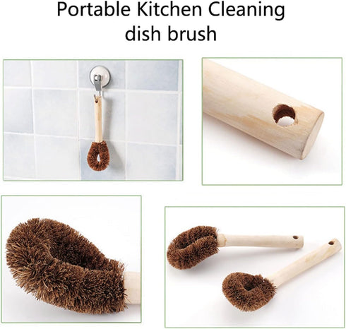 LUNCHS Coconut Fiber Dishwand,Eco-Friendly Dish Washing Wand Scrubbing Tool for Cleaning Kitchen Pot,Pan,Vegetable