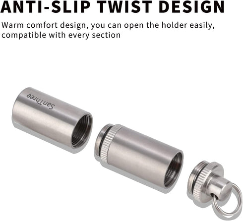 Keychain Pure Titanium Pill Holder - Portable Small 2 Compartment Waterproof Pill Box for Travel Emergency