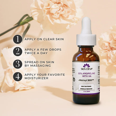 SKIN DEVA 20% Argireline Serum with Matrixyl 3000, Pure Hyaluronic Acid Serum for Face, Anti Aging
