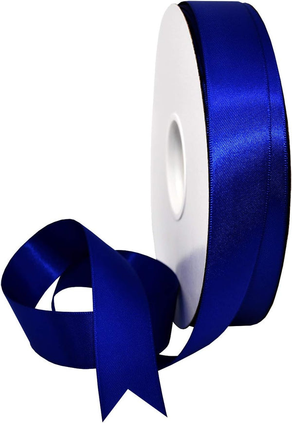 Morex Ribbon Double Face Satin Ribbon, 7/8" X 50 YD Cobalt for Gift Wrapping, Birthday Cards, Crafts