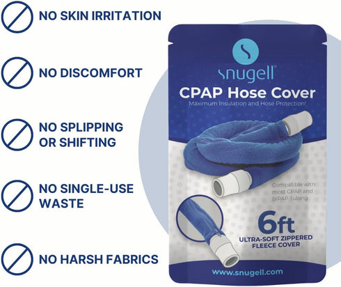 Snugell CPAP Hose Cover, 6ft Tubing Wrap in Blue for ResMed, Fisher & Paykel, Ultra-Soft Fleece Cover