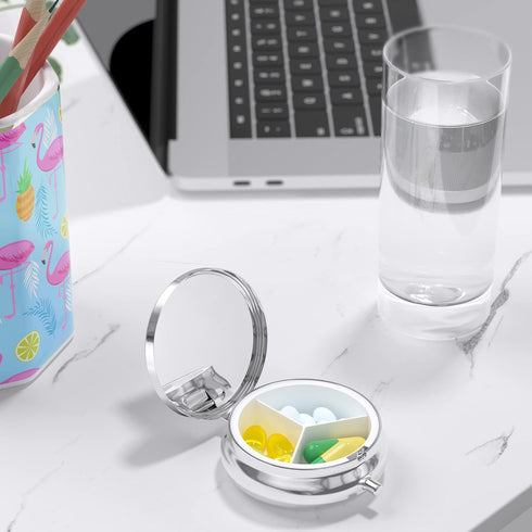 Nipichsha Pill Box, Small Pill Case for Purse & Pocket, Cute Travel Medicine Organizer, Portable Medicine Container