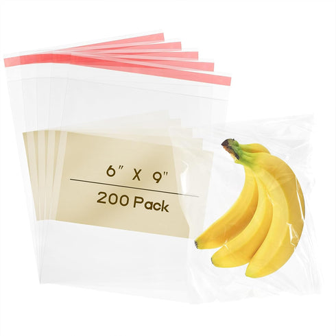 Self Sealing Cellophane Bags 200PCS, 6X9 Inches Clear Plastic Bags for Gift Giving, Packaging Treats, Party Favors