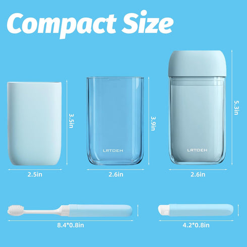 Travel Toothbrush Case, Mini Wash Cup with Foldable Toothbrush, Portable Rinse Cups with Cover, Compact Size