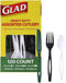 Glad Plastic Heavy Duty Forks, 120ct Green, White, Black Cutlery, Sturdy Disposable Party Utensils Set