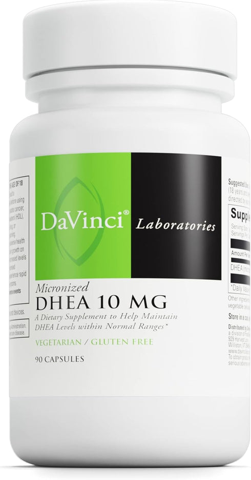 DAVINCI Labs Micronized DHEA 10mg - Supports Healthy Aging, Hormone Balance, Brain Health, 90 Capsules