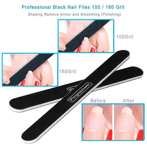 Nail Files and Buffers, 16PCS Professional Nail File & Nail Buffer Block for Natural & Acrylic Nails, 100/180 & 600/3000 Grit Nail Filer, Dual Sided Washable Reusable Nail Care Tool Set