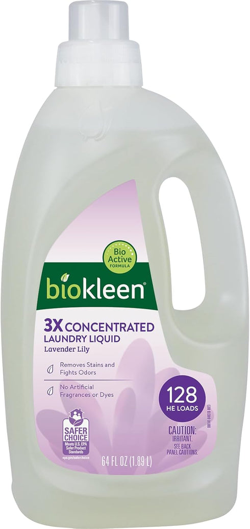 Biokleen Natural Laundry Detergent - 128 HE Loads, Liquid, Concentrated, Eco-Friendly, Non-Toxic, 64 Fl Oz