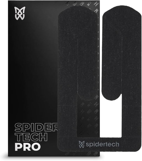 Spidertech Professional Pre-Cut Cotton Kinesiology Tape for Knee Support, Pain Relief for Athletes, Black (4 Pack)