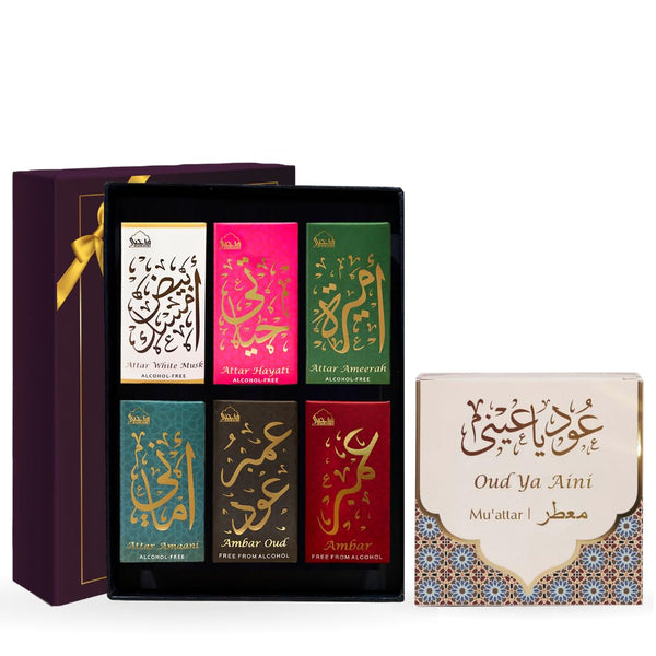 Dukhni Luxury Attar Oil Set & Oud Ya Aini Muattar Bakhoor 6