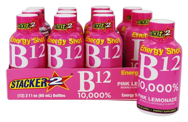 Stacker 2 Pink Lemonade B12 Energy Shot, 2oz, 12 Pack