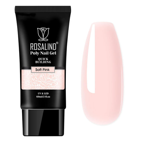 ROSALIND Pink Poly Nail Gel, 2 oz Soft Pink Poly Extension Gel for Natural Builder Nail Decoration, Long-Lasting