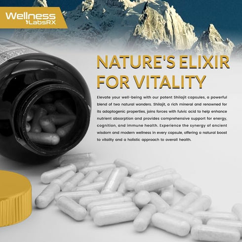 Shilajit Pure Himalayan Organic Capsules, 120 Count - 15,000mg Dietary Supplement for Men & Women