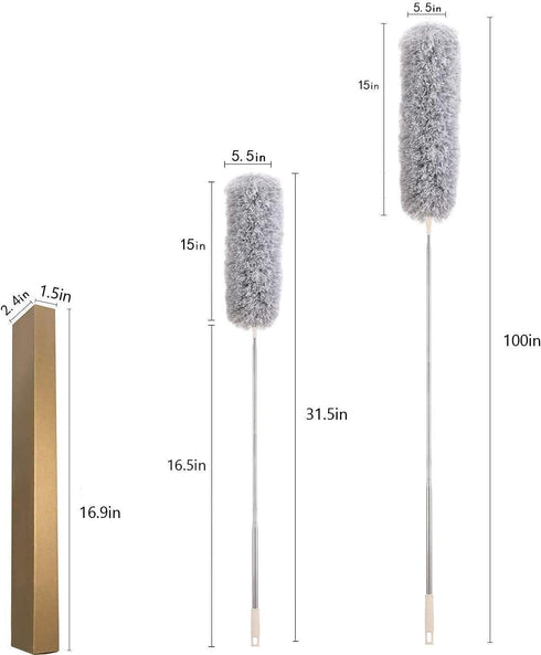 Newliton Microfiber Feather Duster for Cleaning High Ceiling Fans - 30'' to 100'' Telescoping Extension Pole Duster