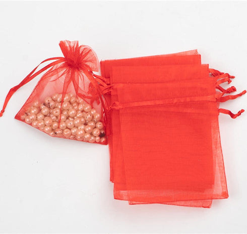 4x6 Inch Organza Gift Bags with Drawstring for Jewelry, Candy, 100 Pcs Red Sachet for Baby Shower, Party Favors, Wedding