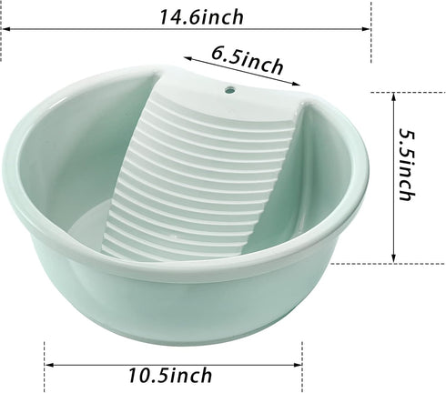 SOUJOY 2 Pack Washboard Basin for Hand Washing Clothes, Plastic Non-Slip Washtub with Integrated Washboard, Small Delicate Articles Washing Clothes Laundry for Home and Outdoor by SOUJOY