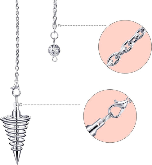 3 Pieces Copper Metal Dowsing Pendulum, Divination Reiki Healing Pendulum Chain for Meditation and Yoga