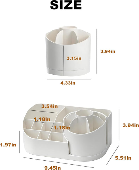 Makeup Organizer Countertop with Rotating Brush Holder, Multifunctional Storage for Vanity, Bathroom, Dresser