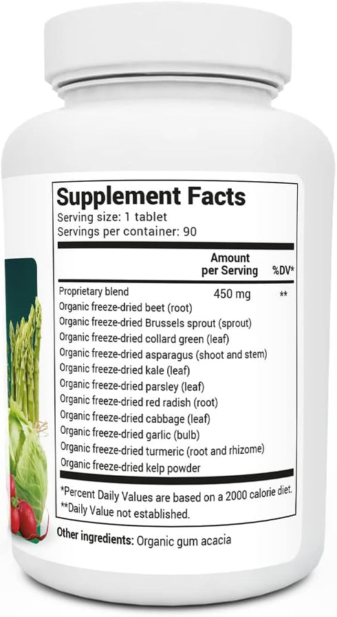 Dr. Berg's Greens Superfood Cruciferous Vegetable Tablets - Vegetable Supplements for Adults w/ 11 Phytonutrient Super Greens Tablets - Energy, Immune System & Liver Veggie Tablets - 90 Tablets