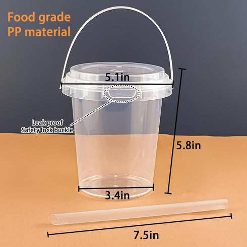 Qsqwsuye 15sets 34 packaging disposable plastic cup with lid and straw, ounce reusable and suitable for outdoor travel