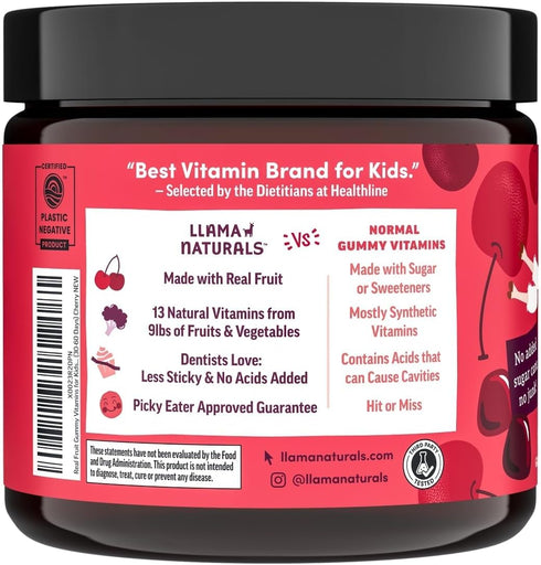 Gummies Gummy 90 (1-2 Llama Naturals Kids Multivitamin | Real Fruit, No Added Sugar Cane | Organic Vegan Toddler Whole