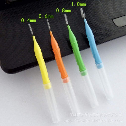Portable Interdental Brush, 10PCS/Box for Traveling, 0.4-1.5MM Tooth Flossing Head Oral Dental Brush Tool