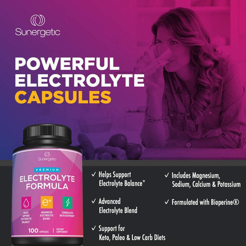 Premium Electrolyte Capsules – 100 Capsules for Keto, Low Carb, Rehydration & Recovery – Electrolyte Replacement Tablets