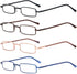 REAVEE 4 Pack Slim Pen Reading Glasses 2.0 for Men Women, Spring Hinged with Portable Clip Case, Black Brown Gold Blue