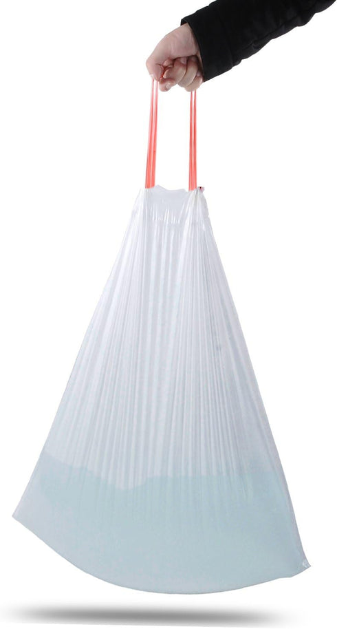 Orino 4 0.7 60 Count Ultra Strong Small Garbage Bags for Car Bath Room and Office Gallon Drawstring Can Liner mil White