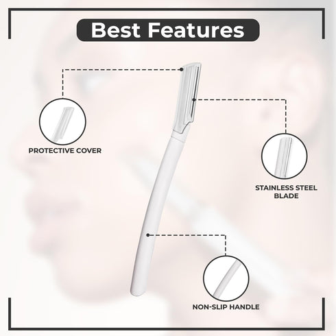 Visage Precision Facial Razors, Touch-up Dermaplaning Tool, Eyebrow Razor, Facial Hair/Peach Fuzz Removal, Face Shavers for Women and Men - 3 count
