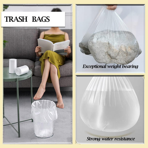 Small Trash Bags 4 Gallon, 110 Count, Clear Waste Basket Liners for Bathroom, Kitchen, Bedroom, 5 Gallon