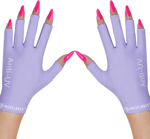 modelones UV Gloves for Gel Manicures, Premium UPF99+ Protection Gloves for UV/LED Nail Lamp, Purple