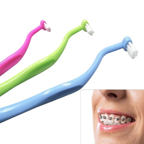 HRASY 4 (4 Orthodontic Toothbrush Small Tuft Toothbrush Tiny Compact Interspace Brush for Dental Implants, Braces