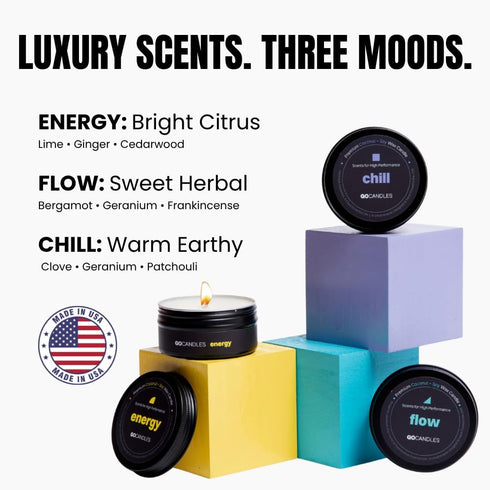 Set Set Go Candles Luxury Scented Candle for Men | Energy Flow Chill | Candles for Home | Aromatherapy | Non Toxic