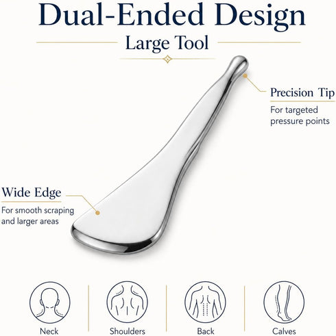 xaytsut 2-in-1 Acupressure Pen, Dual-Ended Stainless Steel Gua Sha Scraper and Large Tip Fascia Massage Tool for Deep