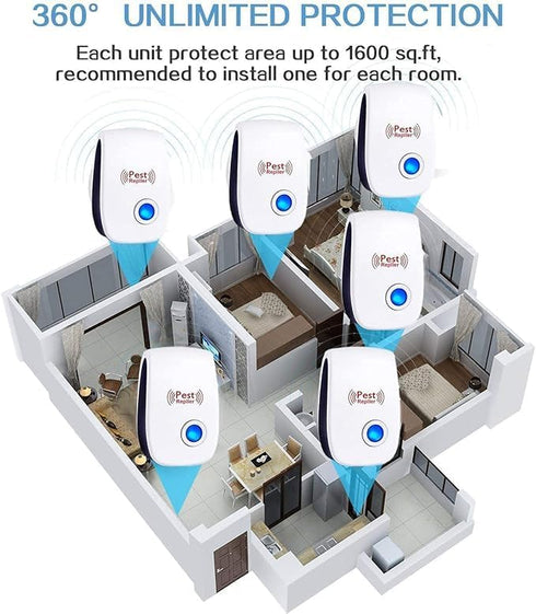 Ultrasonic Pest Repeller, Electric Insect Control Device for Indoor Use, 10 Pack for Rodents, Mosquitoes, Ants, and More