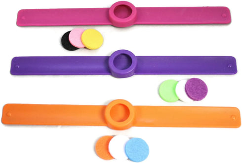 Kids Essential Oil Diffuser Slap Bracelet Set - 3 Sweet Bracelets in Pink, Orange, Purple for Girls