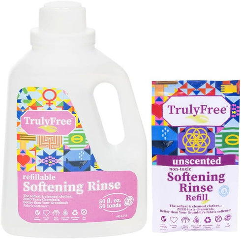 Unscented Softening Rinse Natural Fabric Softener - Plant-Based, Non-Toxic, Safe for Babies & Kids, 50oz Bottle