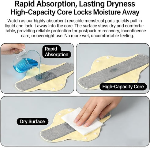 Zmuhyrd (15Pcs) Graphene Reusable Incontinence Pads, Leak-Proof & Waterproof Washable Incontinence Pads, Graphene