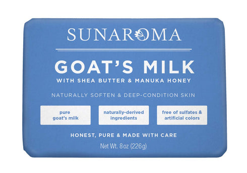 Sunaroma Goat's Milk Soap - 8 Ounce with Shea Butter & Manuka Honey