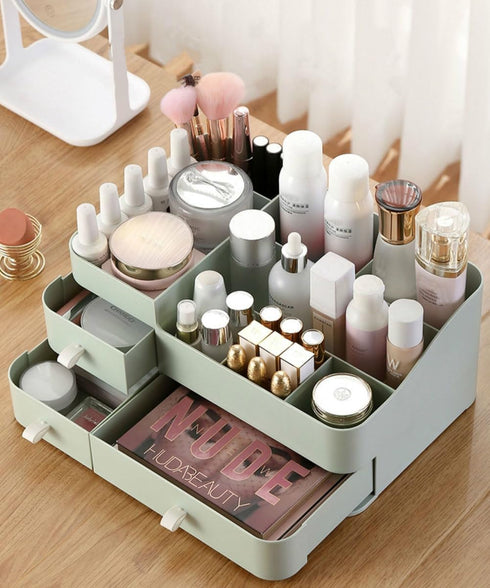 MIUOPUR Makeup Organizer for Vanity, Large Capacity Desk Organizer with Drawers for Cosmetics, Jewelry, Nail Care -